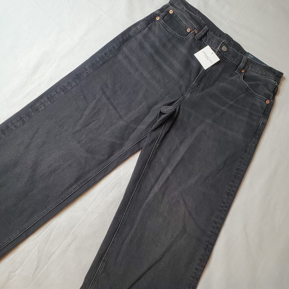 American Eagle Women Size 8 NWT Stovepipe High-Waist Stretch Cuffed Jeans Black